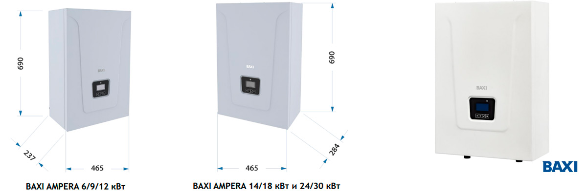 Размеры котлов Baxi Ampera